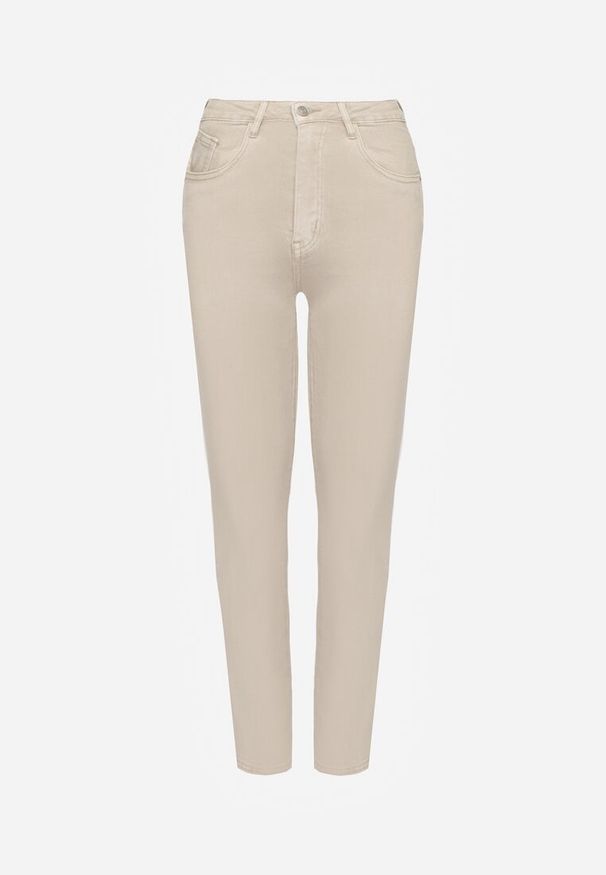 Renee - Jasnobeżowe Jeansy z Bawełny w Klasycznym Stylu Allivine. Okazja: na co dzień. Stan: podwyższony. Kolor: beżowy. Styl: klasyczny