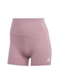 Adidas - Yoga Essentials High-Waisted Short Leggings. Kolor: różowy. Materiał: materiał. Sport: joga i pilates