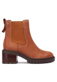 TOMMY HILFIGER - Tommy Hilfiger Botki Th Nubuck Chelsea Cleated Heel FW0FW09158 Brązowy. Kolor: brązowy. Materiał: skóra
