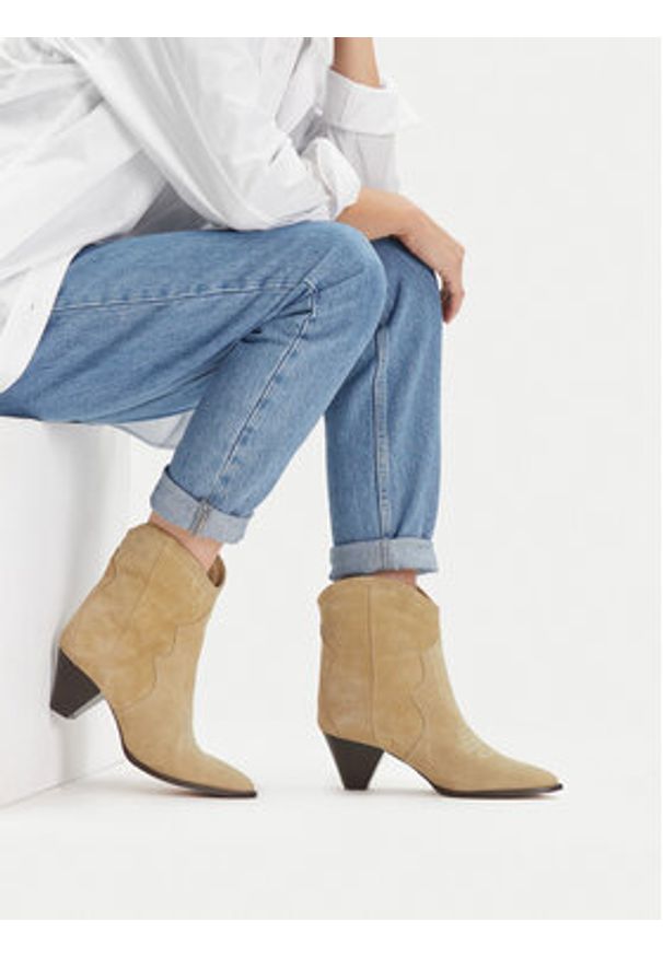 Badura Kowbojki EO-APRIL-25FW217 Beżowy. Kolor: beżowy. Materiał: zamsz, skóra