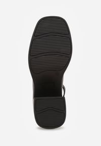 Born2be - Czarne Czółenka na Obcasie i Platformie w Eleganckim Stylu Isivia. Okazja: na randkę. Zapięcie: pasek. Kolor: czarny. Materiał: satyna, lakier. Obcas: na obcasie. Styl: elegancki. Wysokość obcasa: średni #5