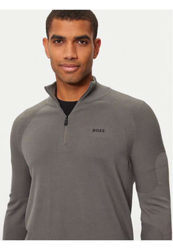 BOSS - Boss Sweter Perform-X_QZ 50498525 Szary Regular Fit. Kolor: szary. Materiał: bawełna, syntetyk