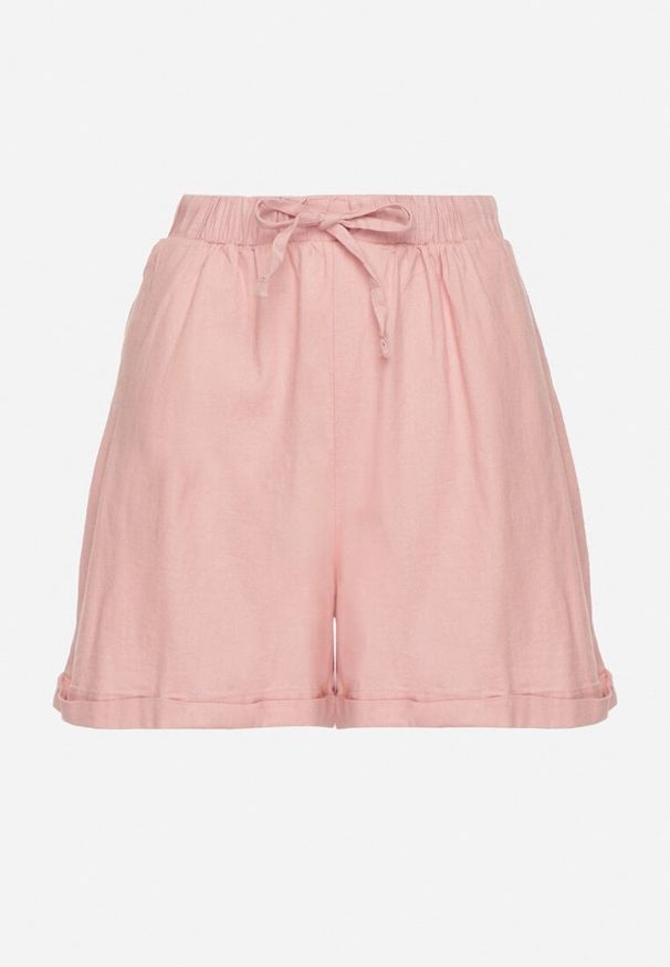 Born2be - Różowe Szorty Bawełniane z Elastyczną Gumką w Talii Sarilea. Okazja: na co dzień. Kolor: różowy. Materiał: bawełna. Sezon: lato. Styl: elegancki, casual