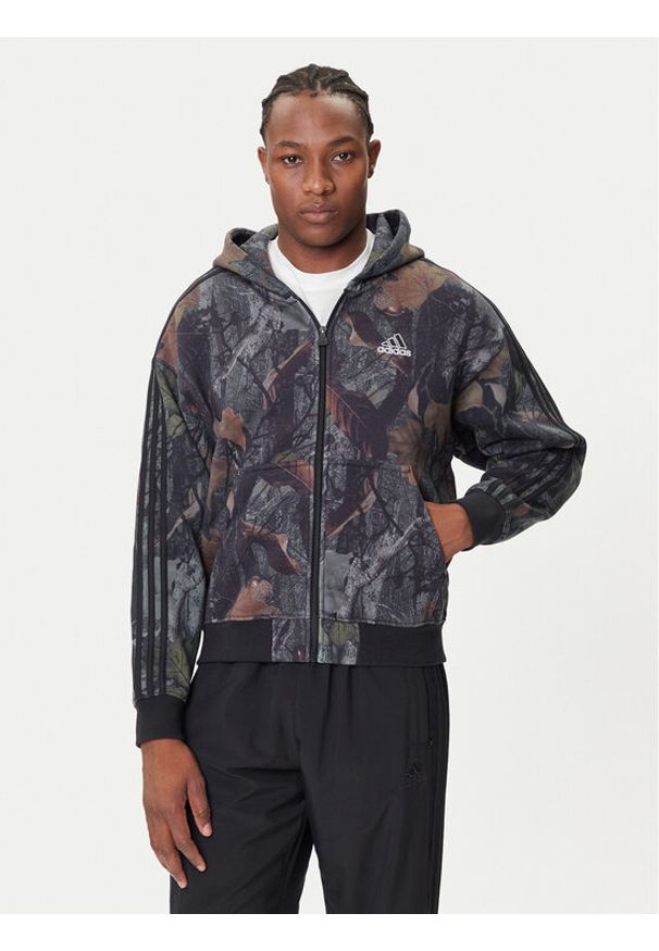 Adidas - adidas Bluza Camo JY2775 Szary Loose Fit. Kolor: szary. Materiał: bawełna