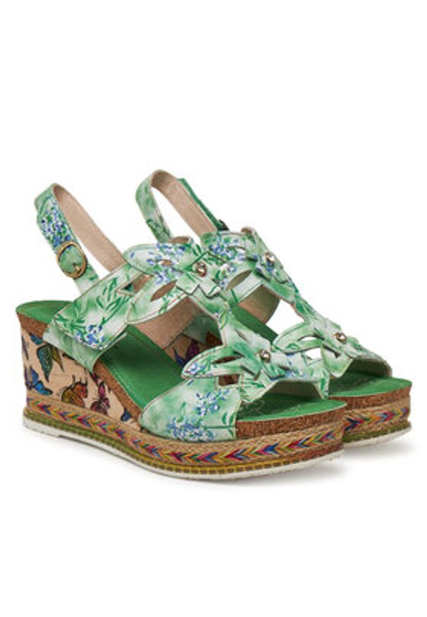 Laura Vita Espadryle Hacdeo 21 Zielony. Kolor: zielony. Materiał: skóra