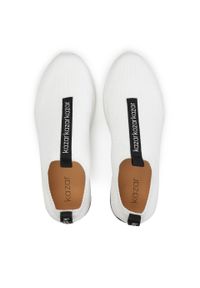 Kazar - Białe wsuwane sneakersy z tkaniny. Okazja: na co dzień. Zapięcie: bez zapięcia. Kolor: biały. Materiał: tkanina. Szerokość cholewki: normalna. Wzór: aplikacja, ze splotem #2