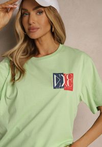 Renee - Jasnozielona Koszulka z Bawełny z Ozdobnym Nadrukiem Olinesse. Okazja: na co dzień. Kolor: zielony. Materiał: bawełna. Wzór: nadruk. Styl: klasyczny, casual #4