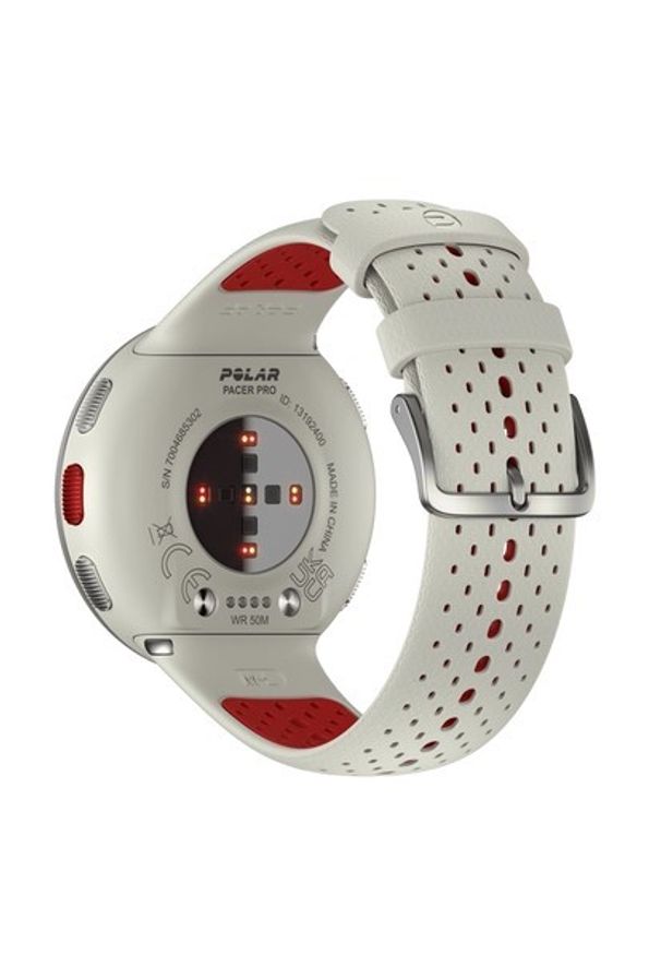 POLAR - Polar Pacer PRO biało-czerwony S-L. Rodzaj zegarka: cyfrowe. Kolor: czerwony, biały, wielokolorowy. Materiał: polar. Styl: sportowy