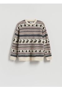 Reserved - Sweter ze świątecznym motywem - wielobarwny. Materiał: dzianina. Styl: wizytowy
