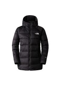 Kurtka The North Face Hyalite Down Hooded Parka 0A7Z9R4H01 - czarna. Okazja: na spacer. Typ kołnierza: kaptur. Kolor: czarny. Materiał: materiał, nylon, puch. Sezon: zima. Sport: turystyka piesza