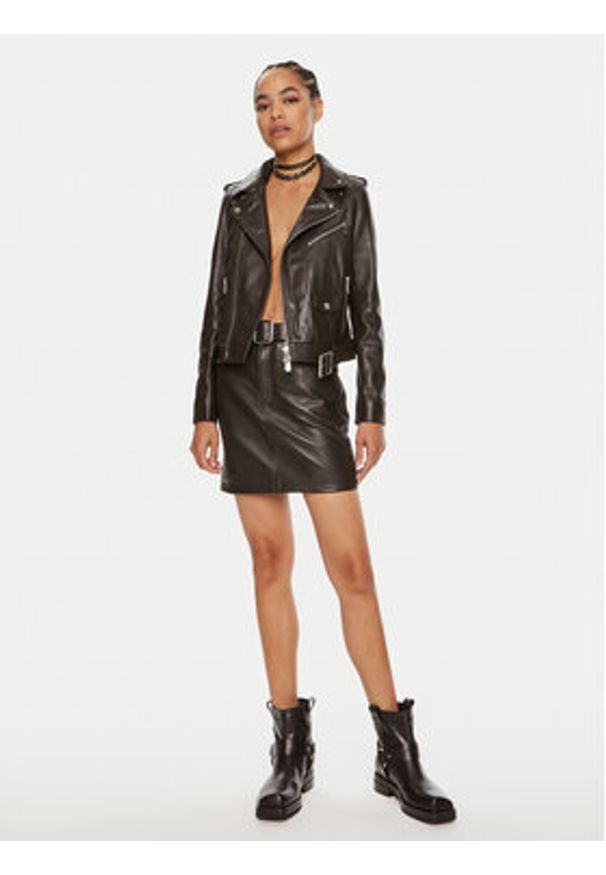 Pinko Spódnica skórzana Grenada 103894 A21L Brązowy Regular Fit. Kolor: brązowy. Materiał: skóra