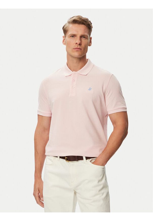 Beverly Hills Polo Club Polo P-SS26M-P42560_BBU Różowy jasny Regular Fit. Typ kołnierza: polo. Kolor: różowy. Materiał: bawełna