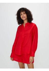 Reserved - Koszula z lnem - czerwony. Kolor: czerwony. Materiał: len