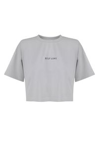 SELF LOVE - Szary t-shirt New York. Kolor: szary. Materiał: dresówka, bawełna. Wzór: nadruk #6