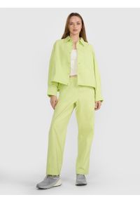 4f - 4F Spodnie casual damskie - żółte L. Okazja: na co dzień. Kolor: żółty. Materiał: bawełna, materiał, tkanina. Styl: casual