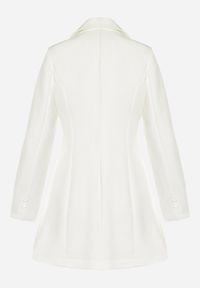 Born2be - Biała Marynarka Sukienka Zapinana na Guziki z Kieszeniami i Aplikacją 3D Różyczek Velira. Okazja: na co dzień. Kolor: biały. Wzór: aplikacja. Typ sukienki: proste. Styl: klasyczny, casual, elegancki #5