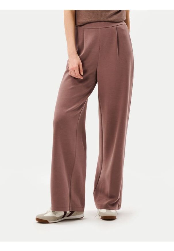 Sinsay - Spodnie wide leg z dzianiny scuba - brązowy. Kolor: brązowy. Materiał: dzianina
