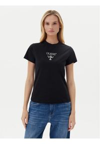 Guess T-Shirt V4YI21 KCDH1 Czarny Slim Fit. Kolor: czarny. Materiał: bawełna