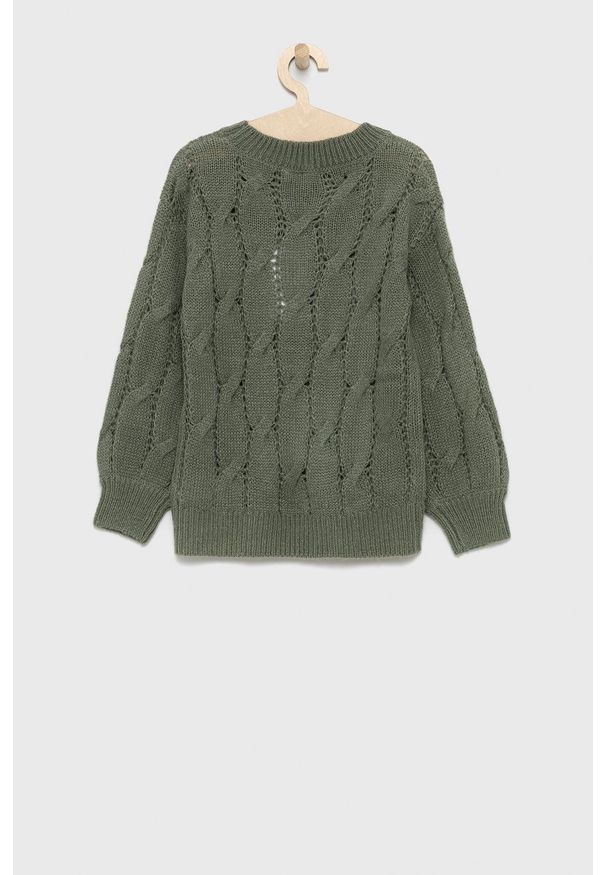 Name it Sweter dziecięcy kolor zielony. Okazja: na co dzień. Kolor: zielony. Materiał: dzianina. Wzór: ze splotem. Styl: casual