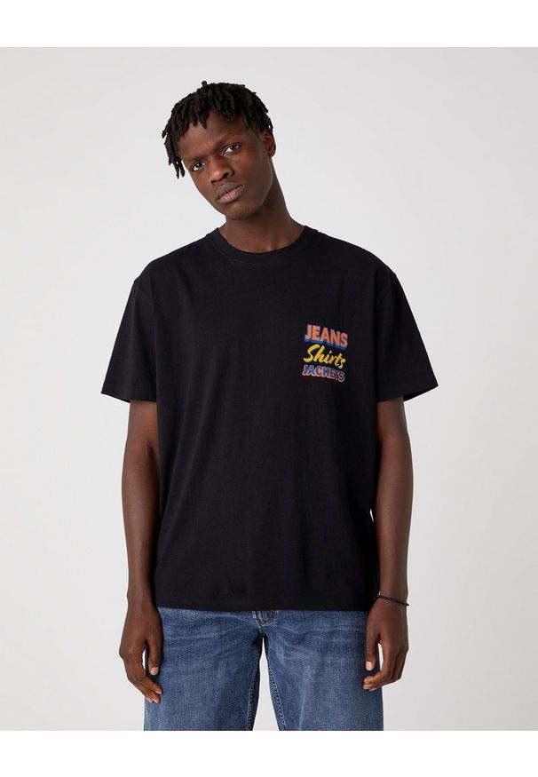 Wrangler - MĘSKI T-SHIRT WRANGLER SS TEXT TEE BLACK W7AZGF100 112131371
