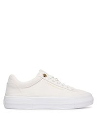TOMMY HILFIGER - Tommy Hilfiger Sneakersy Th Foxing Platform Canvas FW0FW09480 Biały. Kolor: biały. Materiał: materiał. Obcas: na platformie #1