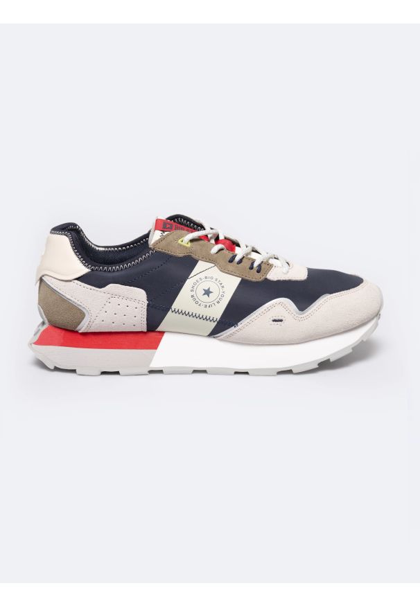 Big-Star - Sneakersy męskie granatowo-beżowe RR174474 403. Okazja: na co dzień. Kolor: niebieski. Materiał: tkanina