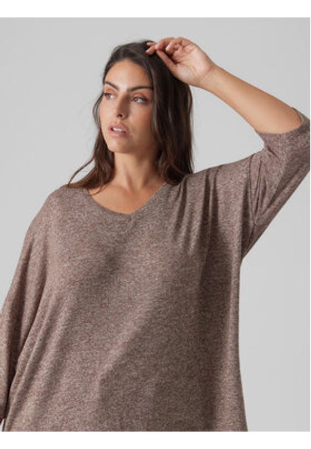 Vero Moda Curve Bluzka Brianna 10297287 Brązowy Regular Fit. Kolor: brązowy. Materiał: syntetyk