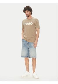 Hugo - HUGO T-Shirt Dulivio 50467556 Beżowy Regular Fit. Kolor: beżowy. Materiał: bawełna #5