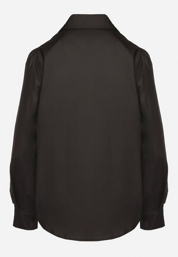 Born2be - Czarna Klasyczna Koszula Ozdobiona Cyrkoniami Ariliana. Okazja: na co dzień. Kolor: czarny. Materiał: jeans. Wzór: aplikacja. Styl: klasyczny