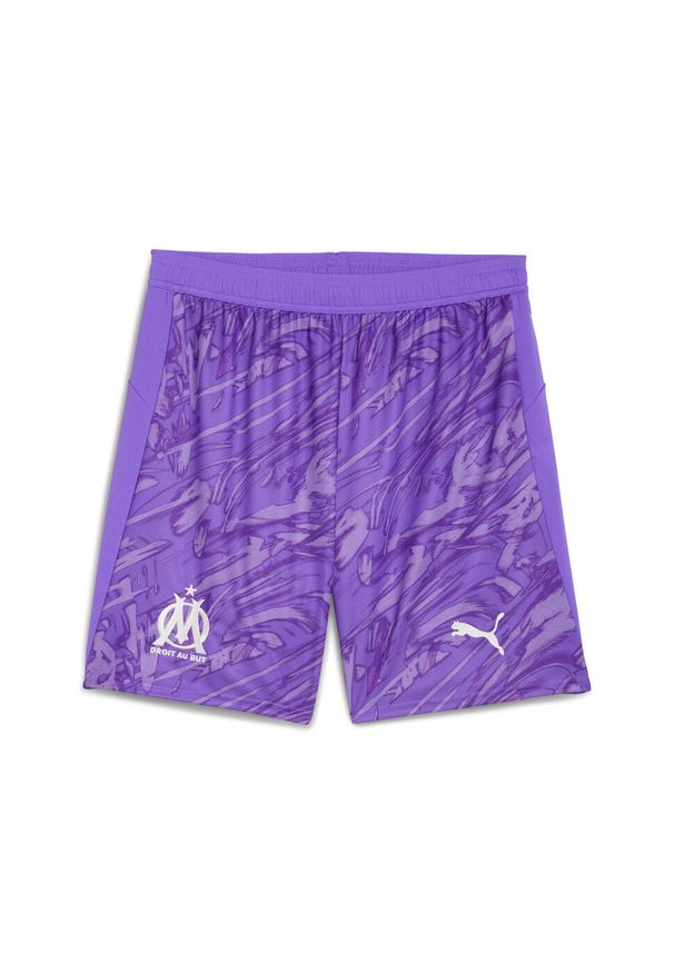 Puma - Męskie szorty bramkarskie Olympique Marsylia 25/26 PUMA. Kolor: biały, fioletowy, wielokolorowy. Materiał: tkanina