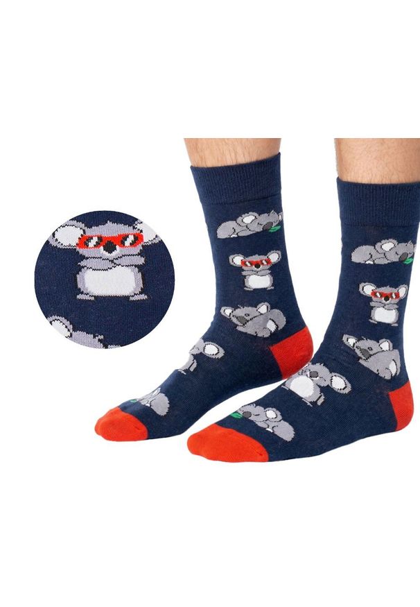 His Story - Skarpetki Bawełniane - Tematyczne - Miś Koala, Granatowe. Kolor: niebieski. Materiał: elastan, bawełna, poliamid