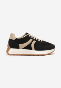 Born2be - Czarne Sneakersy Ozdobione Paskami Florgisse. Okazja: na co dzień, na spacer. Zapięcie: pasek. Kolor: czarny. Materiał: jeans. Wzór: aplikacja. Sport: turystyka piesza #4