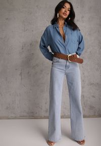 Renee - Niebieska Denimowa Koszula z Bawełną i Kieszonką Worimi. Okazja: na co dzień. Kolor: niebieski. Materiał: bawełna. Sezon: wiosna. Styl: casual #4