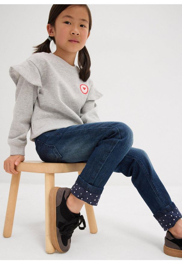 bonprix - Dżinsy ocieplane na podszewce z dżerseju, slim fit. Kolor: niebieski