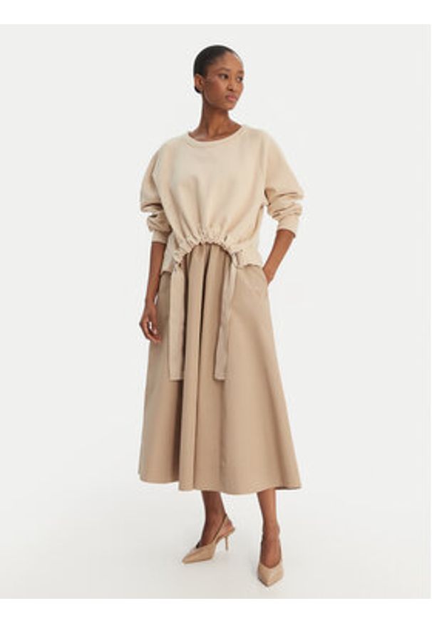 Weekend Max Mara Komplet bluza i sukienka Destino 2615631021 Beżowy Relaxed Fit. Kolor: beżowy. Materiał: bawełna