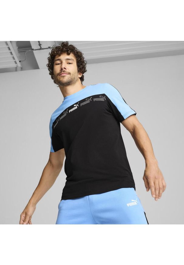 Puma - Męska koszulka Around the Block PUMA. Kolor: niebieski. Wzór: haft