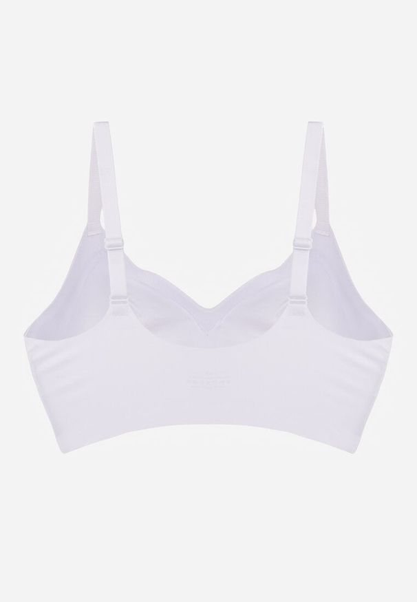 Renee - Biały Biustonosz Ozdobiony Przezroczystymi Wstawkami z Usztywnieniem Seanael. Kolor: biały. Rodzaj stanika: przezroczysty. Wzór: aplikacja