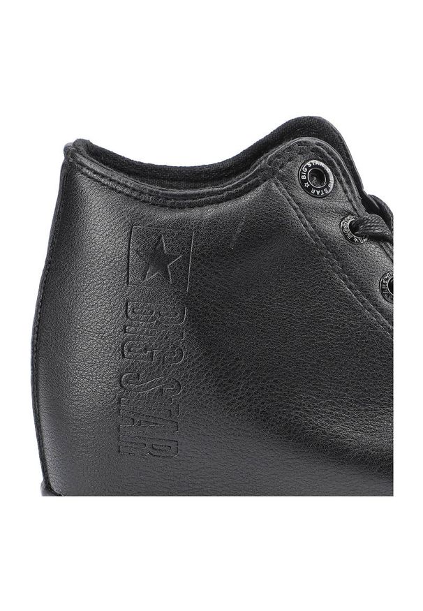 Big-Star - Sneakersy damskie Big Star, za kostkę z gładką syntetyczną cholewką klasycznym sznurowaniem i wzmocnionym noskiem, czarne, EE274127. Okazja: na co dzień. Wysokość cholewki: za kostkę. Zapięcie: sznurówki. Kolor: czarny. Materiał: syntetyk. Szerokość cholewki: normalna. Wzór: gładki. Styl: klasyczny