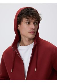 Reserved - Bluza z kapturem - karminowy. Typ kołnierza: kaptur. Kolor: czerwony. Materiał: dzianina, bawełna