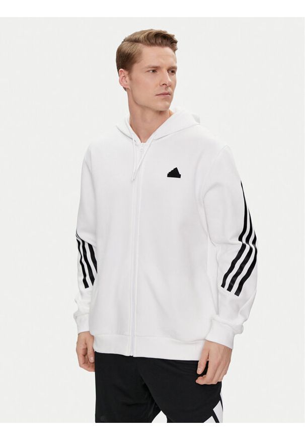 Adidas - adidas Bluza Future Icons 3-Stripes Full-Zip Hoodie IC8258 Biały Regular Fit. Kolor: biały. Materiał: bawełna
