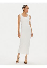 Karl Lagerfeld - KARL LAGERFELD Sukienka letnia 245W1332 Biały Slim Fit. Typ kołnierza: dekolt w karo. Kolor: biały. Materiał: wiskoza, syntetyk. Sezon: lato