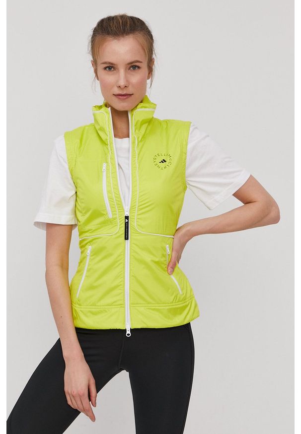 Adidas by Stella McCartney - adidas by Stella McCartney Kurtka damska kolor żółty przejściowa. Okazja: na co dzień. Kolor: żółty. Długość rękawa: raglanowy rękaw. Styl: casual