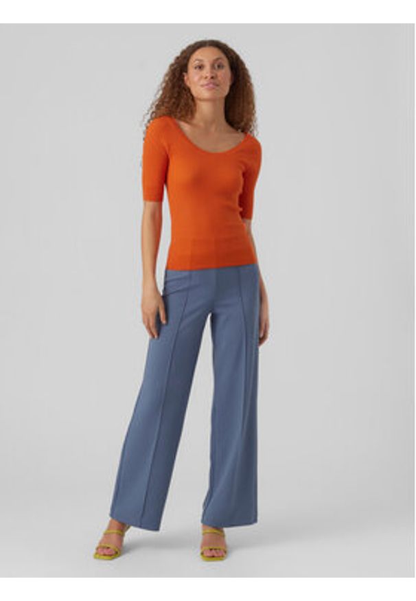 Vero Moda Sweter Estela 10277850 Pomarańczowy Slim Fit. Kolor: pomarańczowy. Materiał: syntetyk