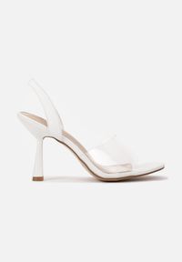 Renee - Białe Sandały Aedite. Nosek buta: okrągły. Zapięcie: pasek. Kolor: biały. Materiał: skóra ekologiczna. Wzór: gładki. Styl: elegancki #2