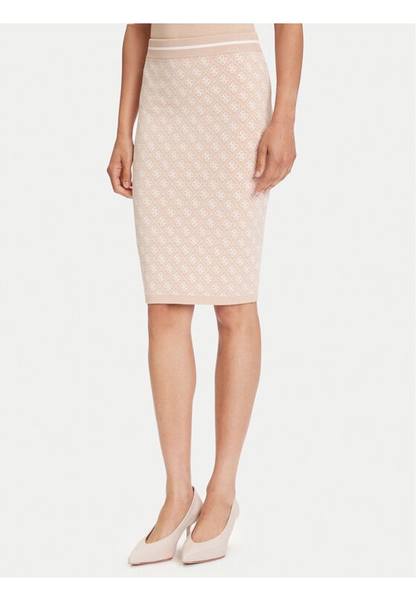 Guess Spódnica ołówkowa W4BD53 Z37K0 Beżowy Regular Fit. Kolor: beżowy. Materiał: syntetyk