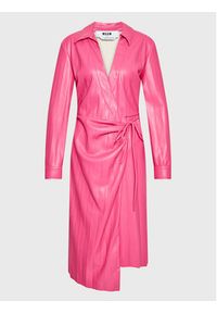MSGM Sukienka z imitacji skóry 3341MDA04P 227615 Różowy Regular Fit. Kolor: różowy. Materiał: syntetyk, skóra #2