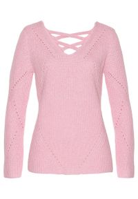 Sweter bonprix pastelowy jasnoróżowy melanż. Kolor: różowy. Wzór: melanż. Styl: elegancki #1