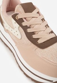 Born2be - Różowe Sneakersy na Grubej Podeszwie z Perforacją i Tweedowymi Wstawkami Idaphyphe. Okazja: na co dzień. Kolor: różowy. Materiał: jeans #6