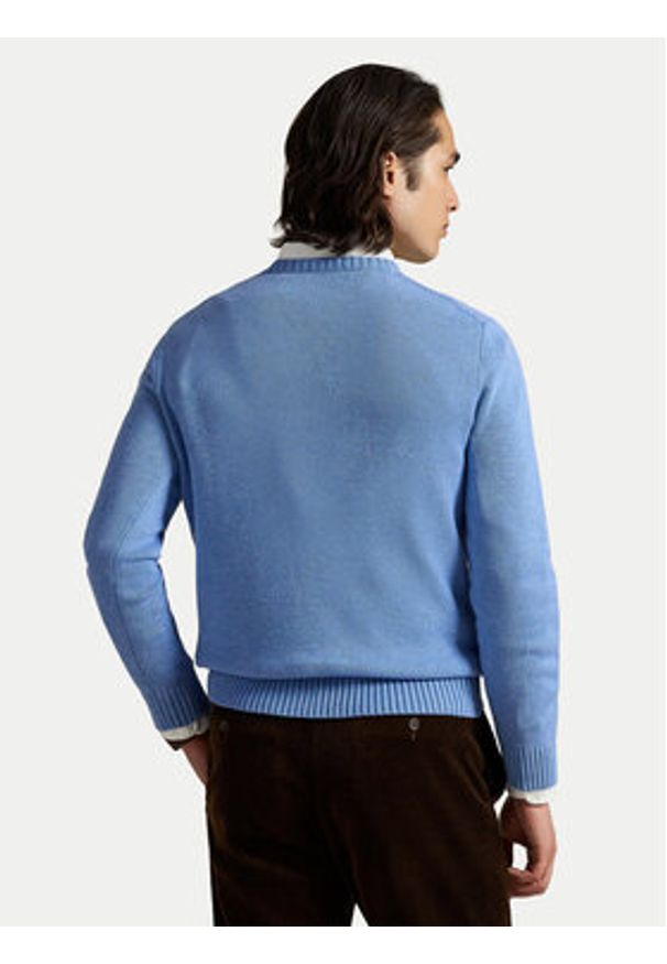 Polo Ralph Lauren Sweter 710810846038 Błękitny Regular Fit. Typ kołnierza: polo. Kolor: niebieski. Materiał: bawełna