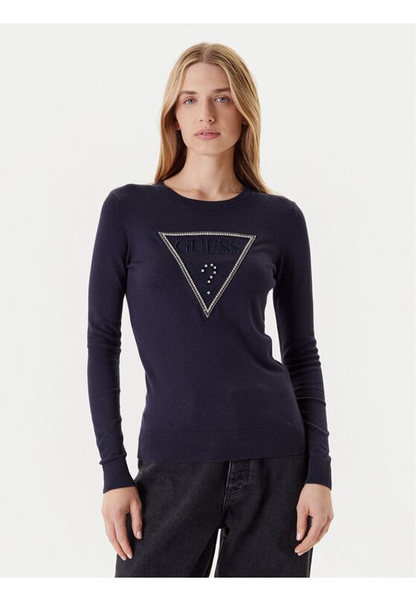 Guess Sweter W5YR23 Z2NQ2 Granatowy Regular Fit. Kolor: niebieski. Materiał: wiskoza